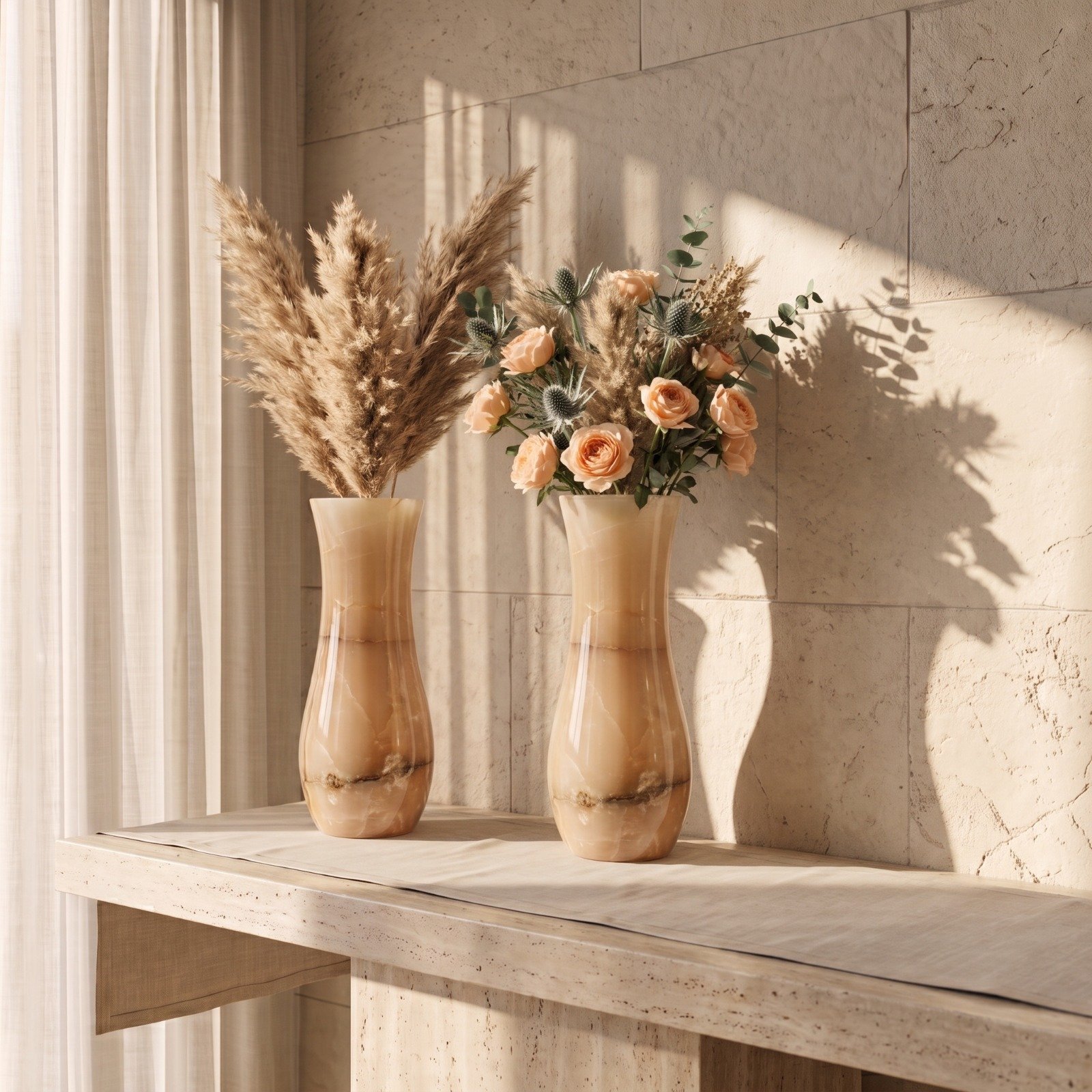 Aurora Beige Marble Vase