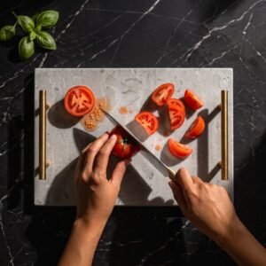 Luxury Marble Serving Board with Gold Handles