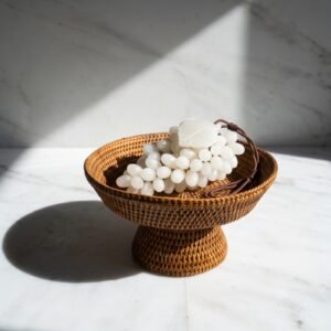 Handwoven Rattan Pedestal Bowl