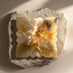 Golden Bloom Hand-Carved Stone Accent