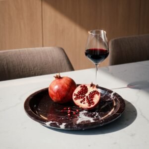 Crimson Vein Marble Serving Platter