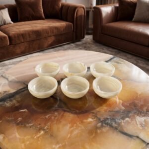 Ivory Glow Marble Dip Bowl Set