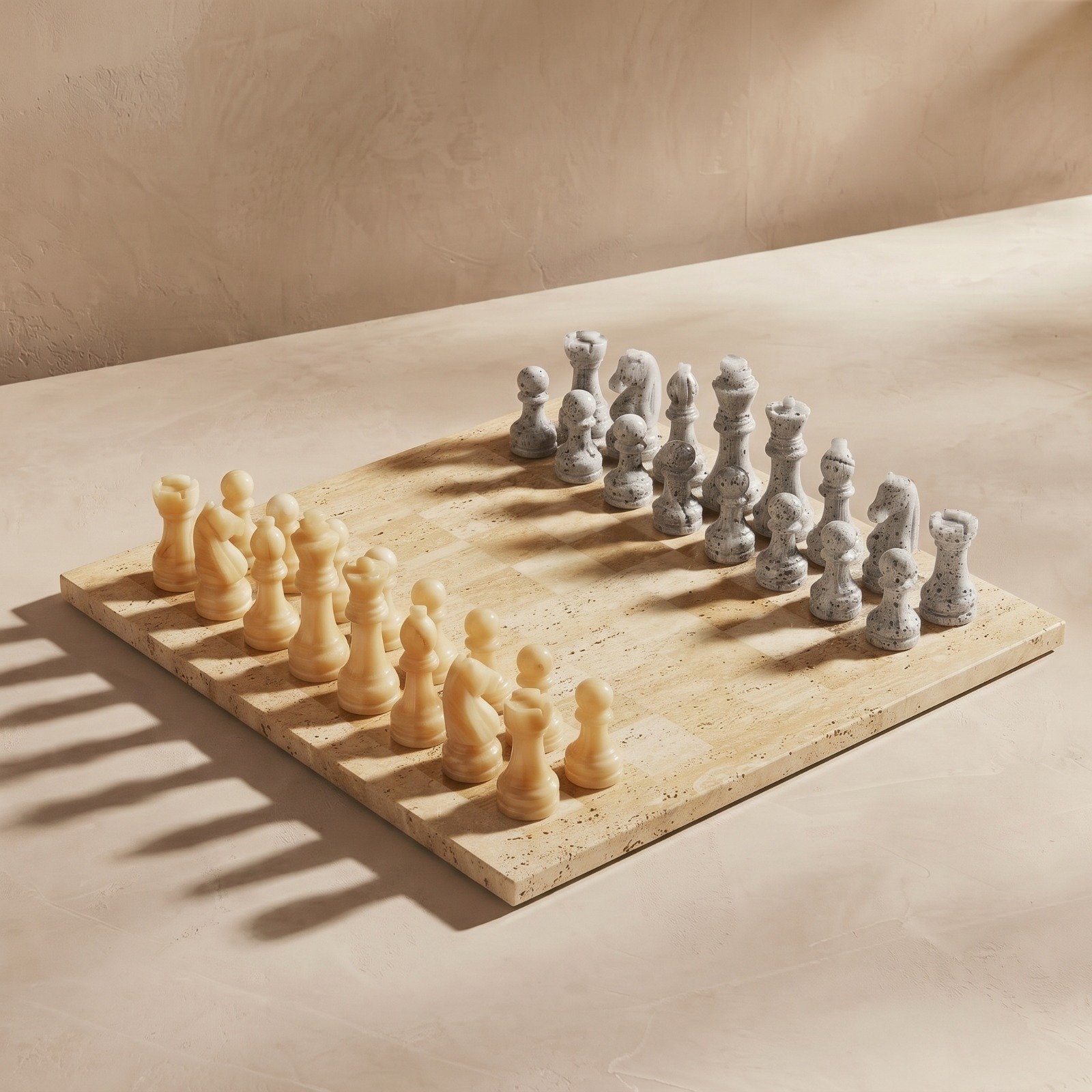 Ivory & Travertine Heritage Chess Set